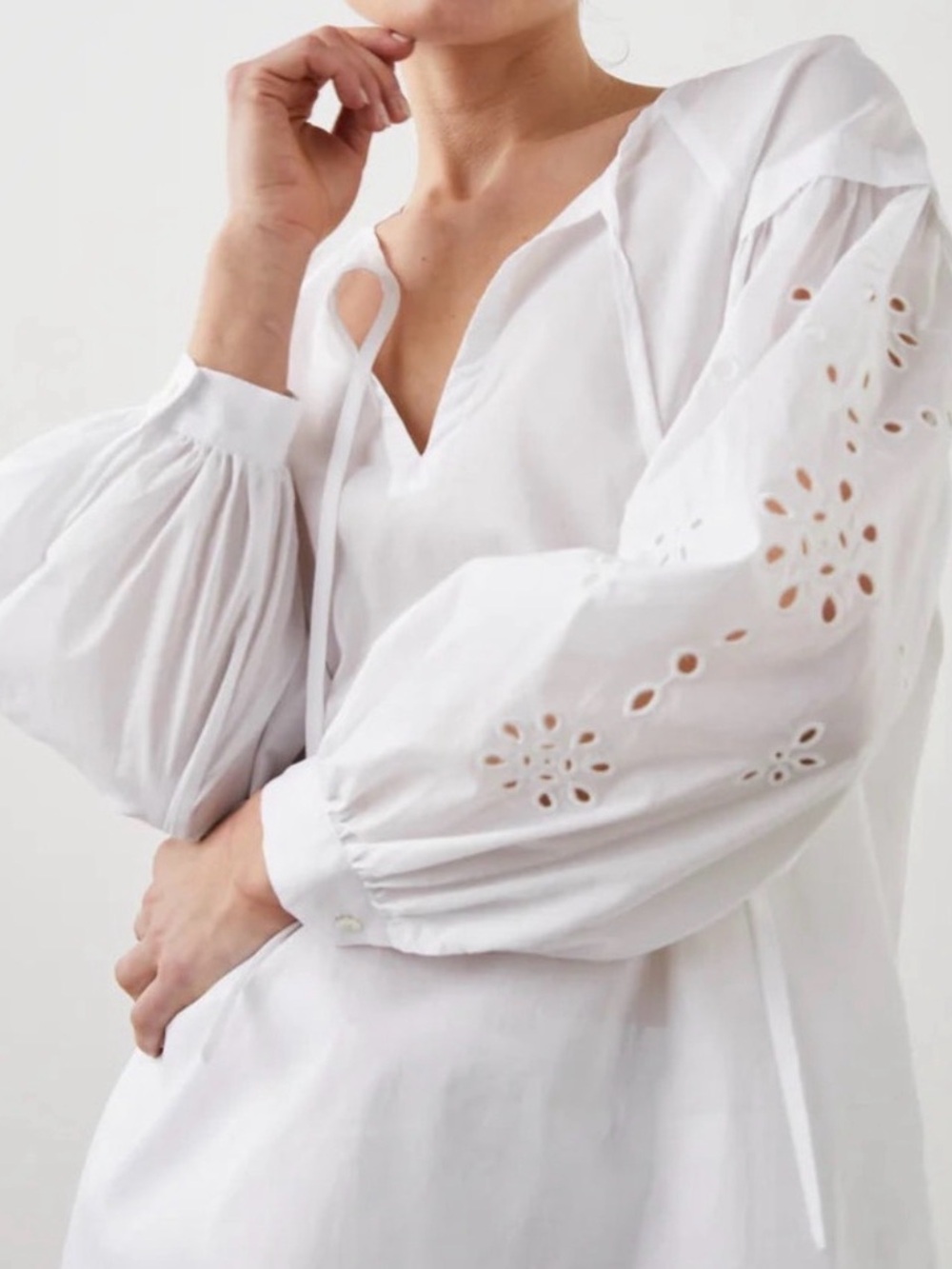 Rails Blouse Women Small White Eyelet Peasant Boho Dari Beach Coastal Poplin
Top